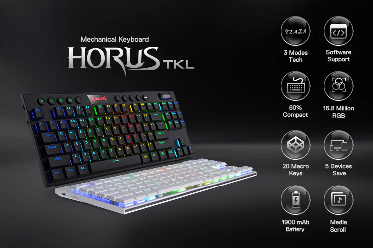 Redragon K621W HORUS TKL RGB Wireless Mechanical Gaming Keyboard (White) - Image 2