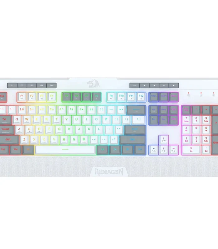 Redragon K525 SHIVA Lite Membrane Gaming Keyboard with Detachable Wrist Rest (White & Grey)