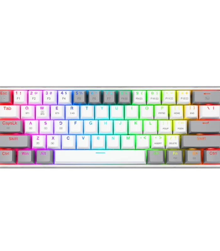 Redragon K616 FIZZ Pro RGB Bluetooth Wireless Mechanical Gaming Keyboard 61 Keys, Red Switches (White Grey)